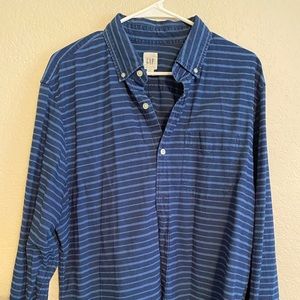 GAP - Long Sleeve Denim Striped Shirt - Men's XL
